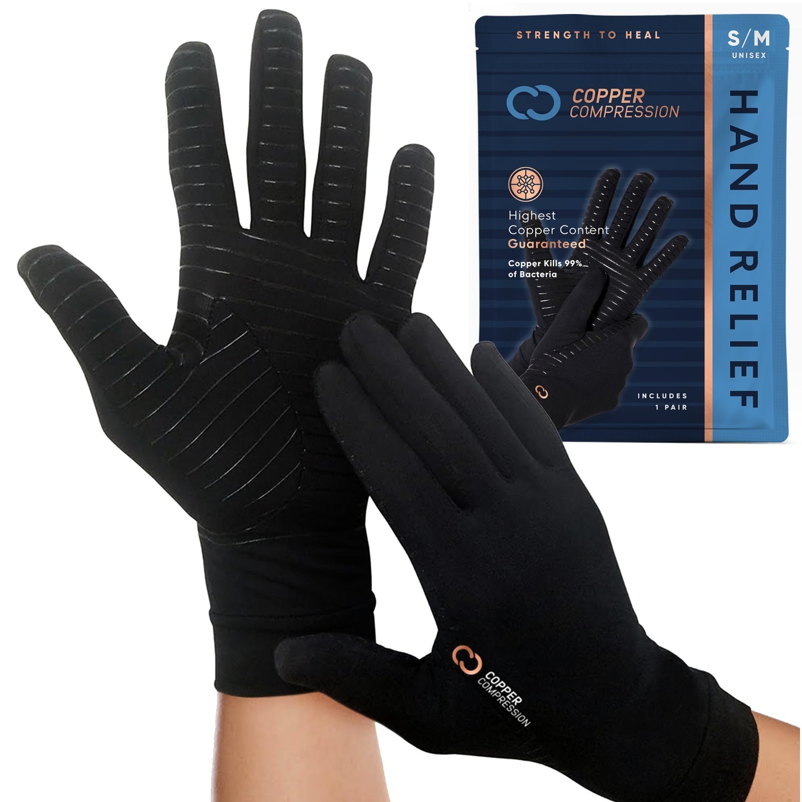 Full Finger Arthritis Compression Gloves – Touch Screen, Palm Grips, Pain Relief