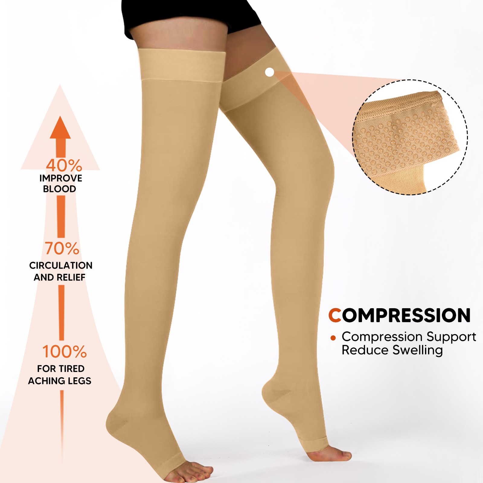 6 Pairs Compression Socks – Knee High Support for Running & Sports S-XXL