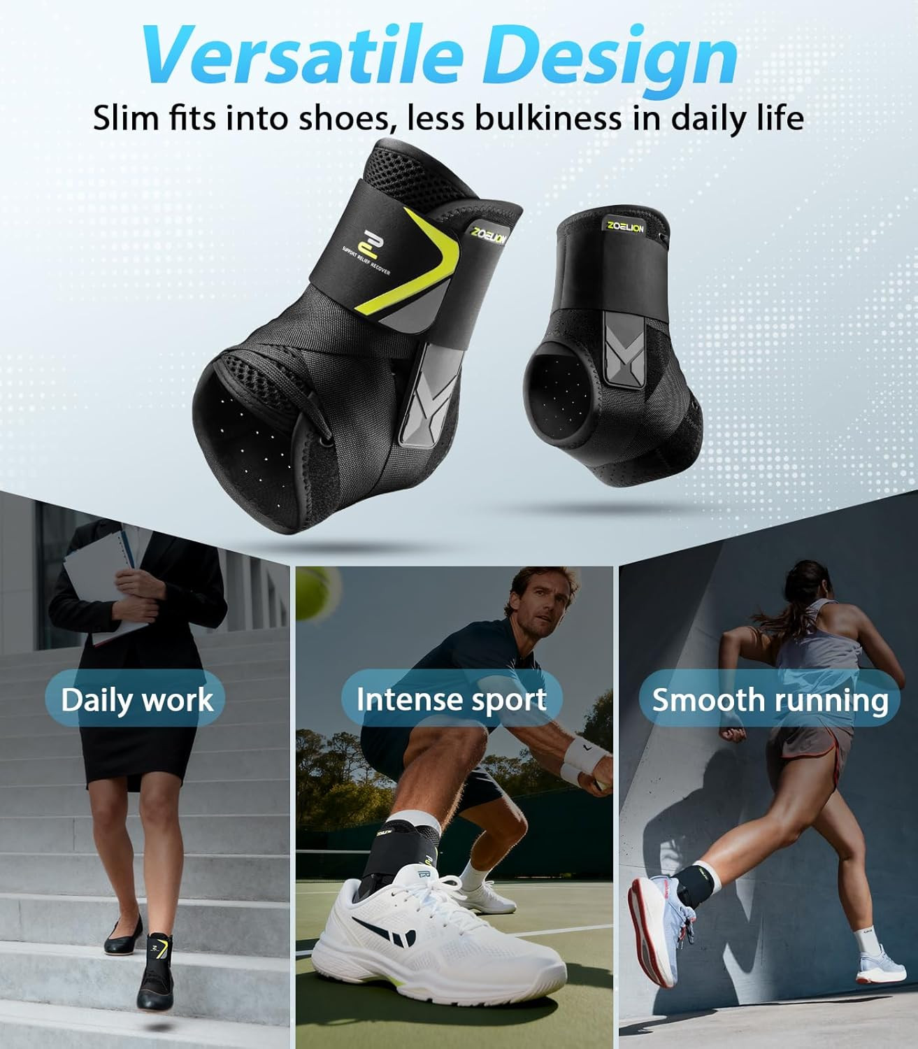 ZOELION Ankle Brace for Men Women with Autoadaptive Side Pads, Slim Fit & Flex..