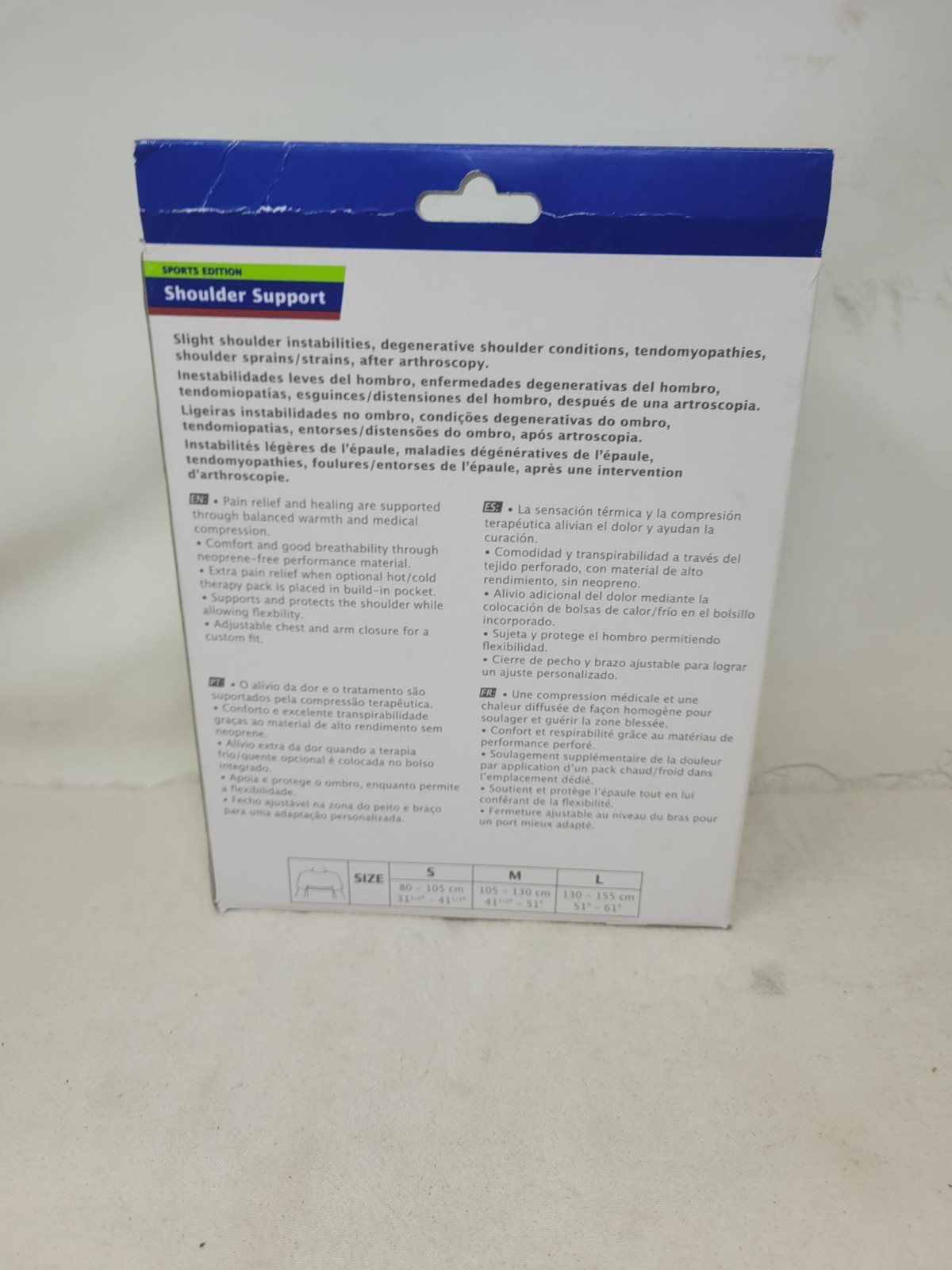 Actimove Shoulder Support Small Black Extra Pocket for Optional Hot/Cold Pack