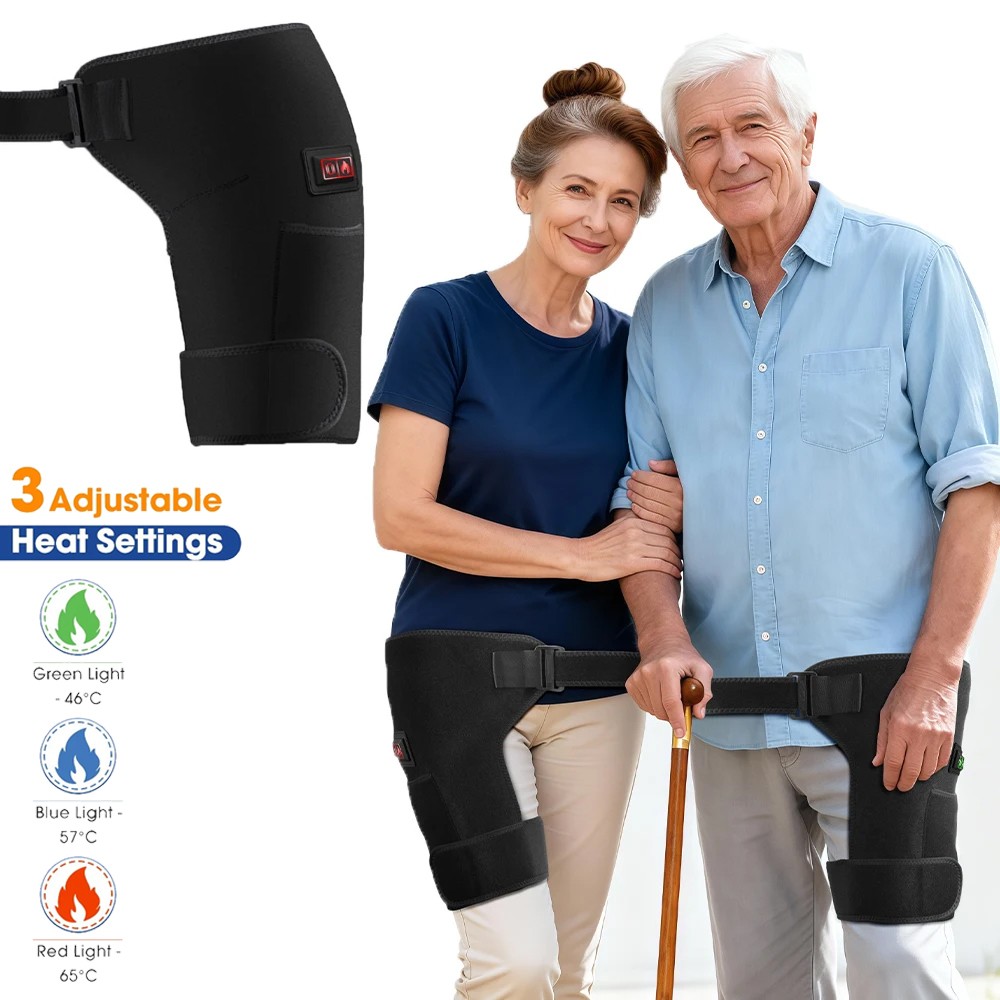 Electric 660nm Red Light Hip Thigh Heating Wrap Brace 3 Heat Levels Pain Relief