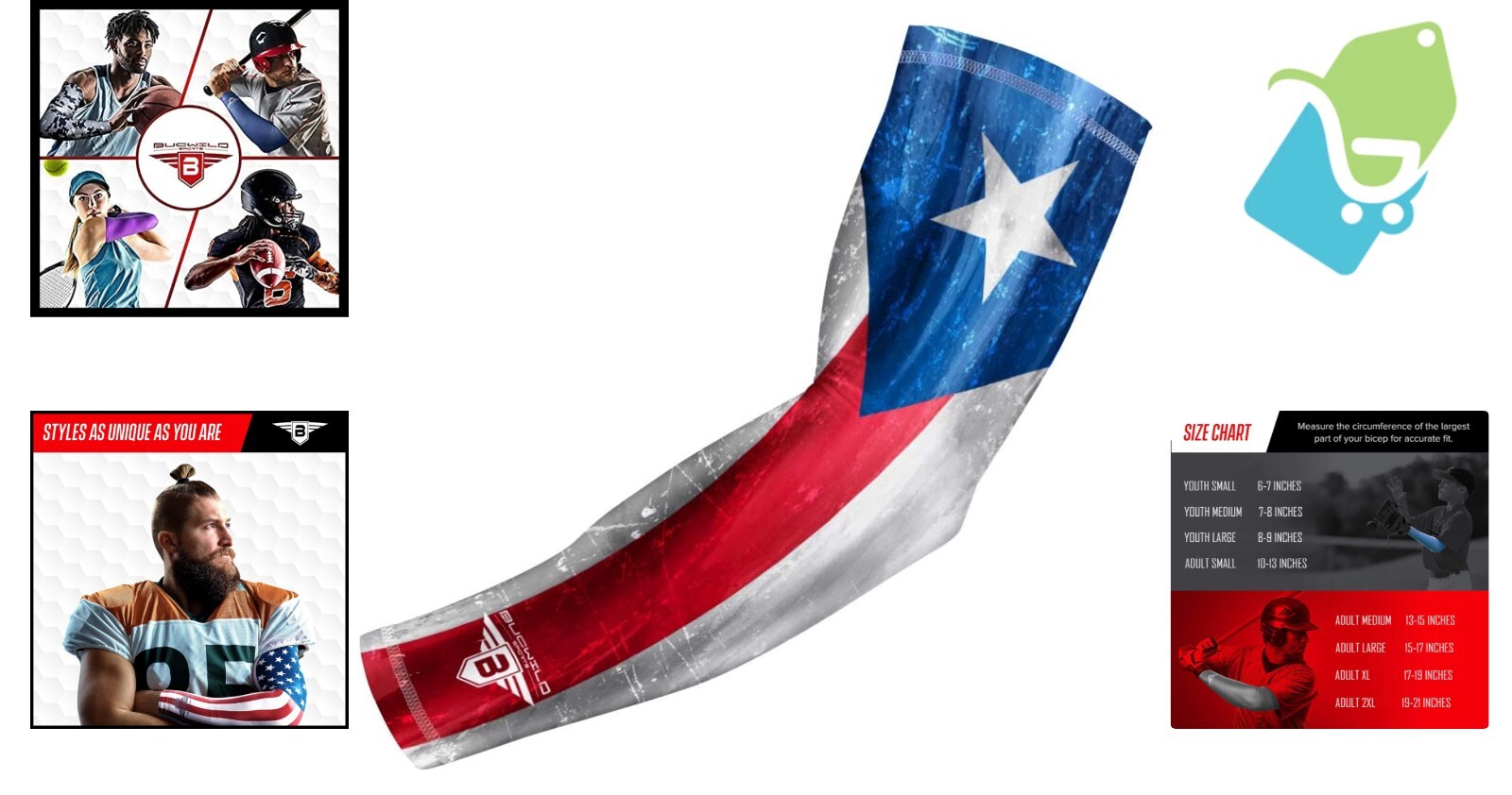 Durable Polyester Spandex Puerto Rico Flag Compression Arm Sleeve – Sports Ready