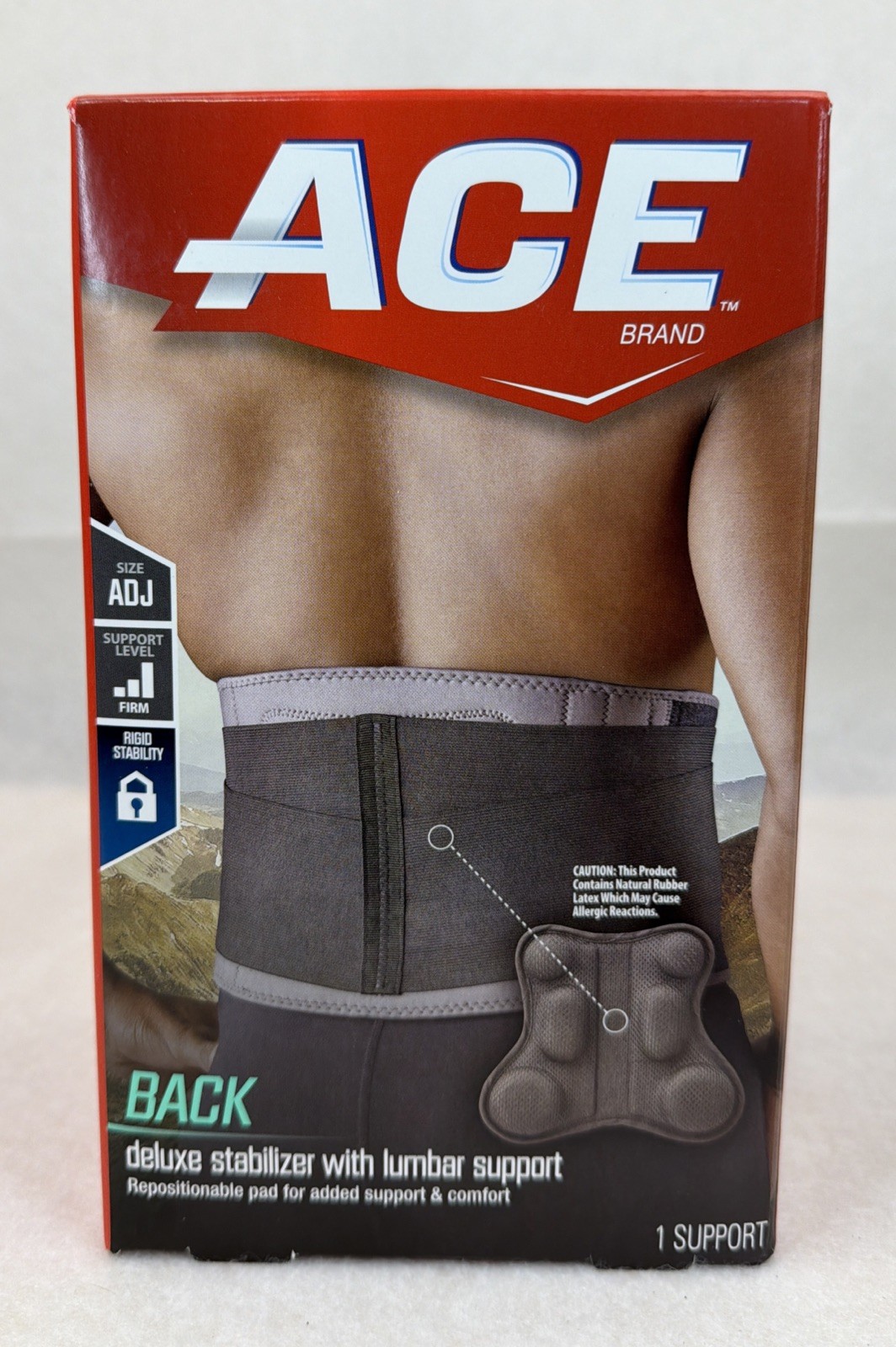 3M ACE Deluxe Back Stabilizer Lumbar Support Adjustable Back Brace Black.