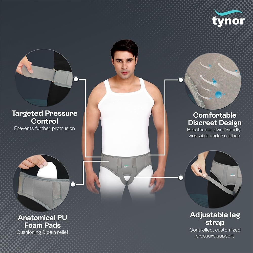 Tynor Double Hernia Belt Adjustable Groin Truss Support Hernia Pain Relief