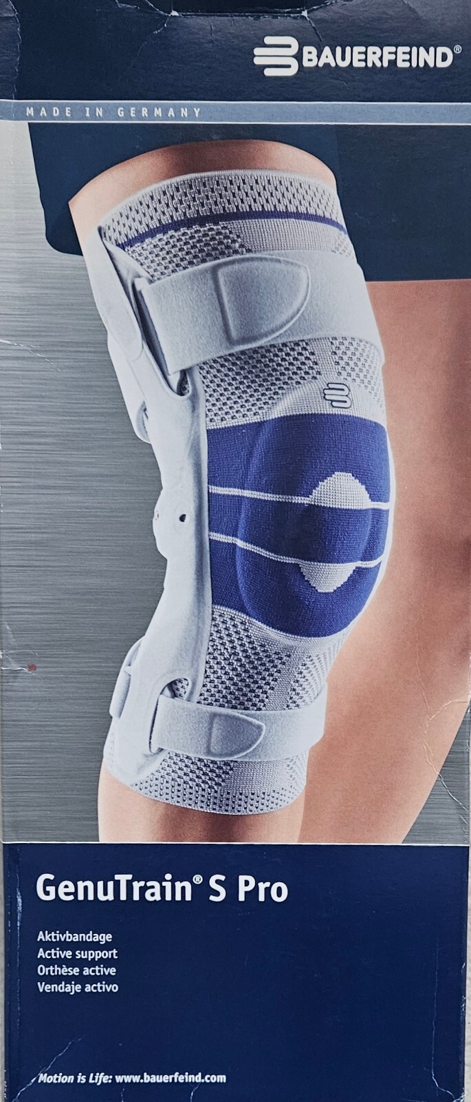 Bauerfeind GenuTrain S Hinged Knee Brace – Left Leg – Color Titan – Size 1