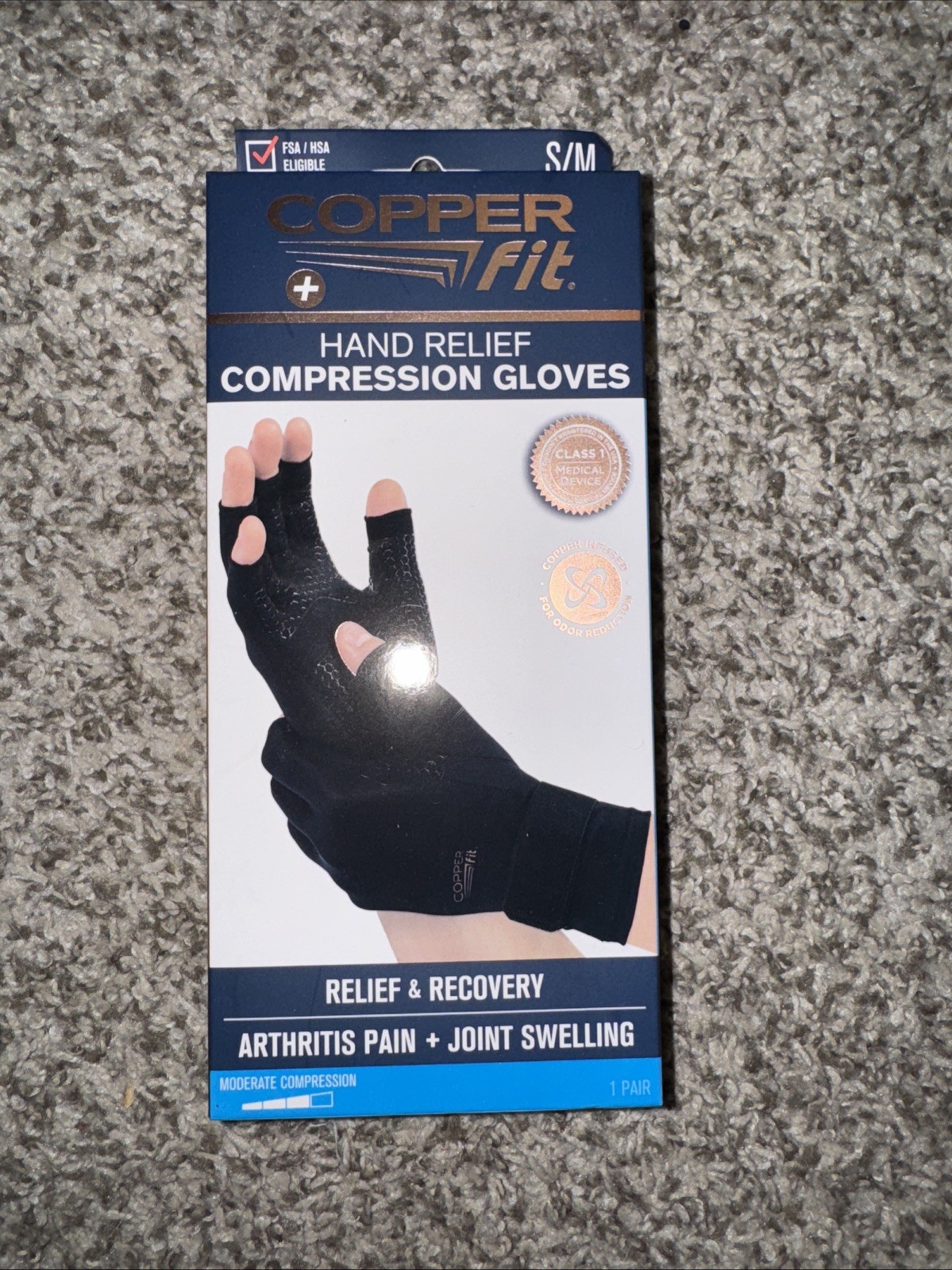 Copper Fit Hand Arthritis Compression Glove – Black, S/M (CFRRGL-SM12)