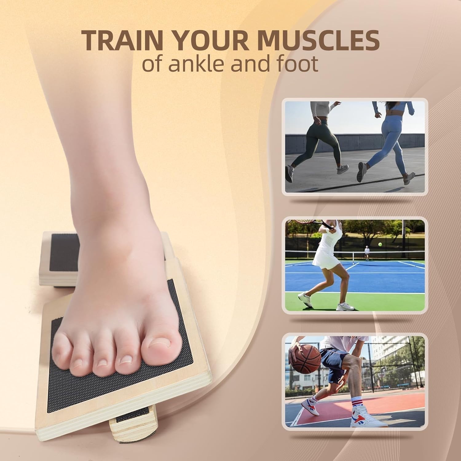 Ankle Foot Strengthener Exerciser for Sprained, Axis Board, Non-Slip Wood Wobble