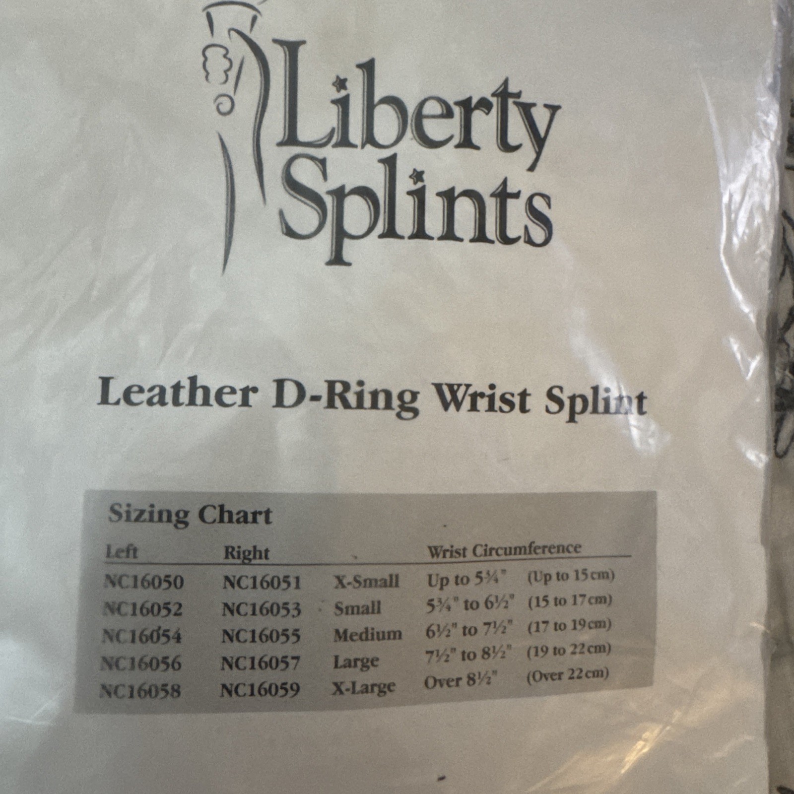 Liberty D-Ring Wrist Splint Right Medium 6.5-7.5 Leather Black NC16055