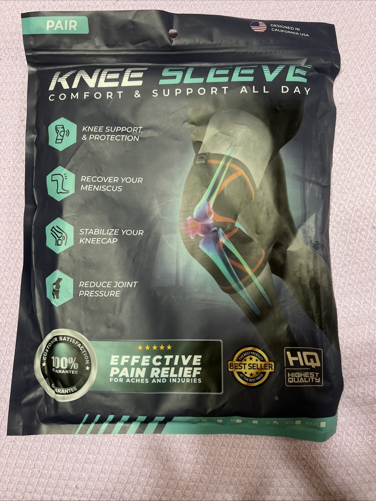 Modvel 2 Pack Compression Knee Brace Sleeve Support Meniscus Tear ACL Arthritis