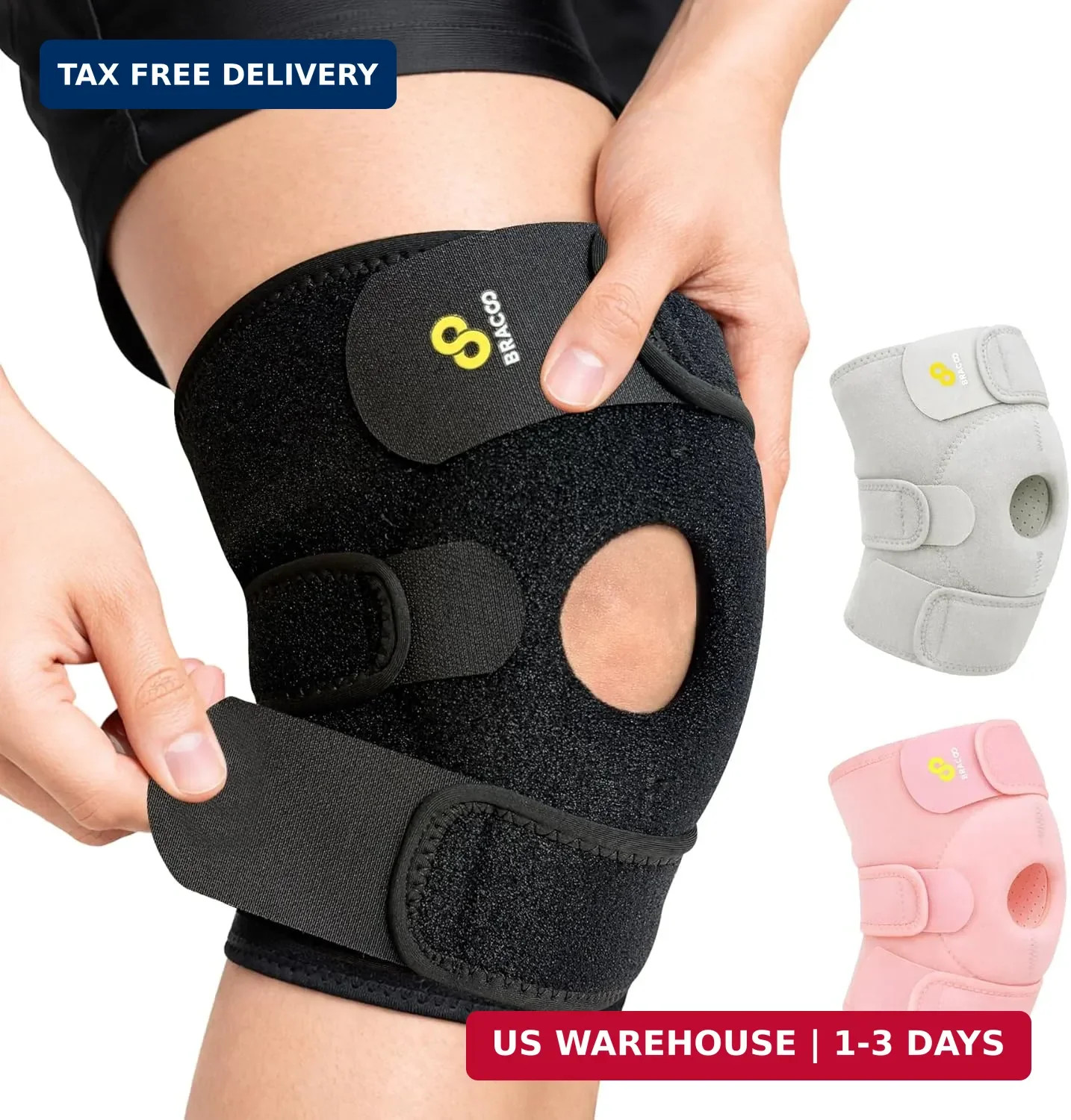 Bracoo Knee Support Brace for Men Women, Adjustable Compression Sleeve Wrap Pate
