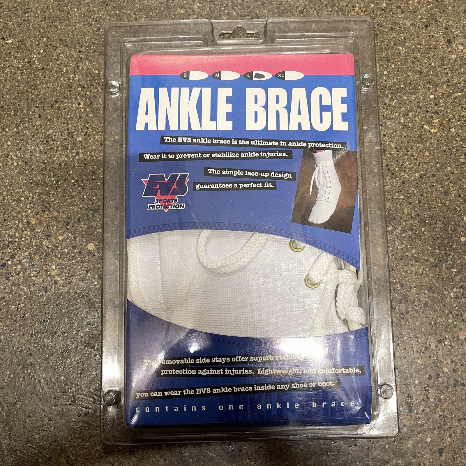 Vintage EVS Sports Protection Ankle Brace Large White Lace Up Stabilizing
