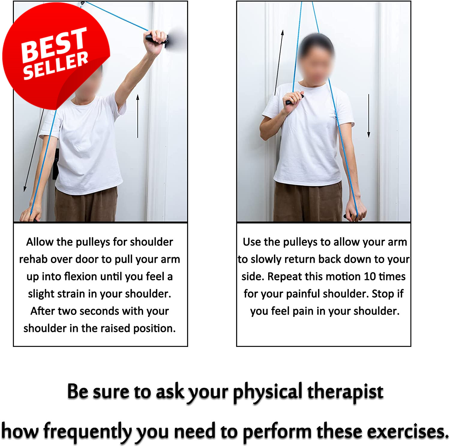 Over Door Shoulder Pulley System for Physical Therapy & Surgery Recovery – US