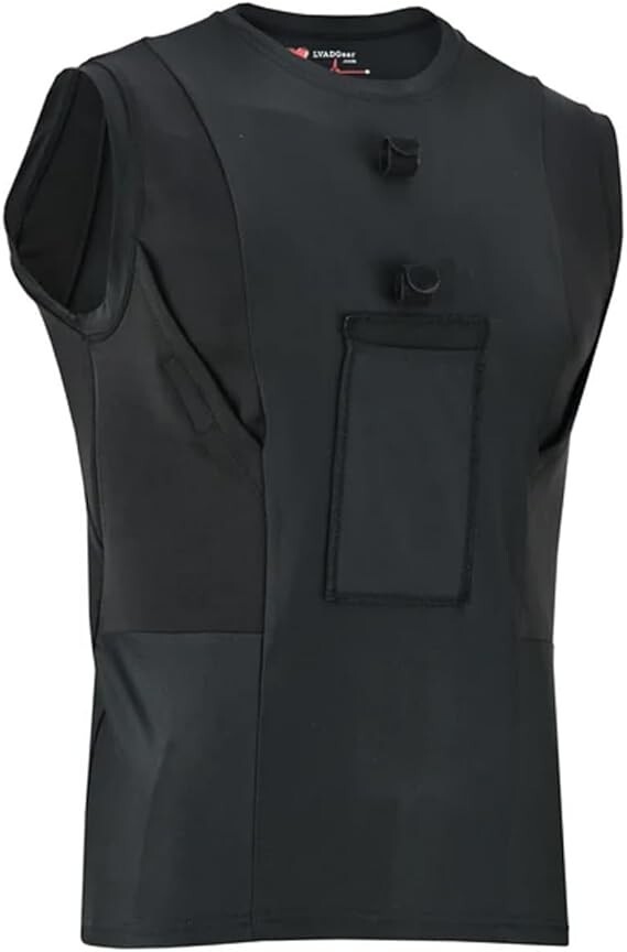 LVAD Tank Top Sleeveless Black T-Shirt for HeartMate Ultrathin Mesh for Safety