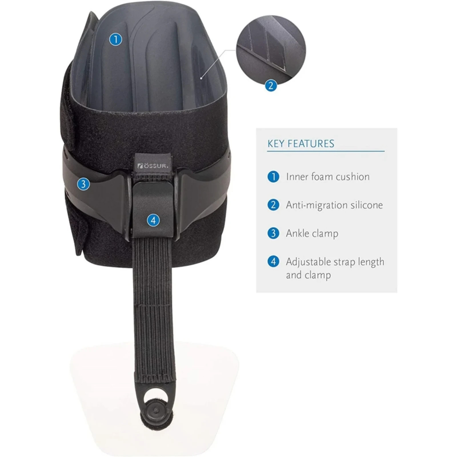 Ossur Rebound Foot-Up Lightweight Comfortable Dynamic Support Adjustable Strap