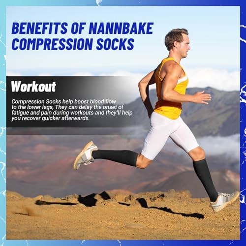 NANNBAKE 3 Pairs Compression Socks for Women Small-Medium 01 Balck/Black/Black