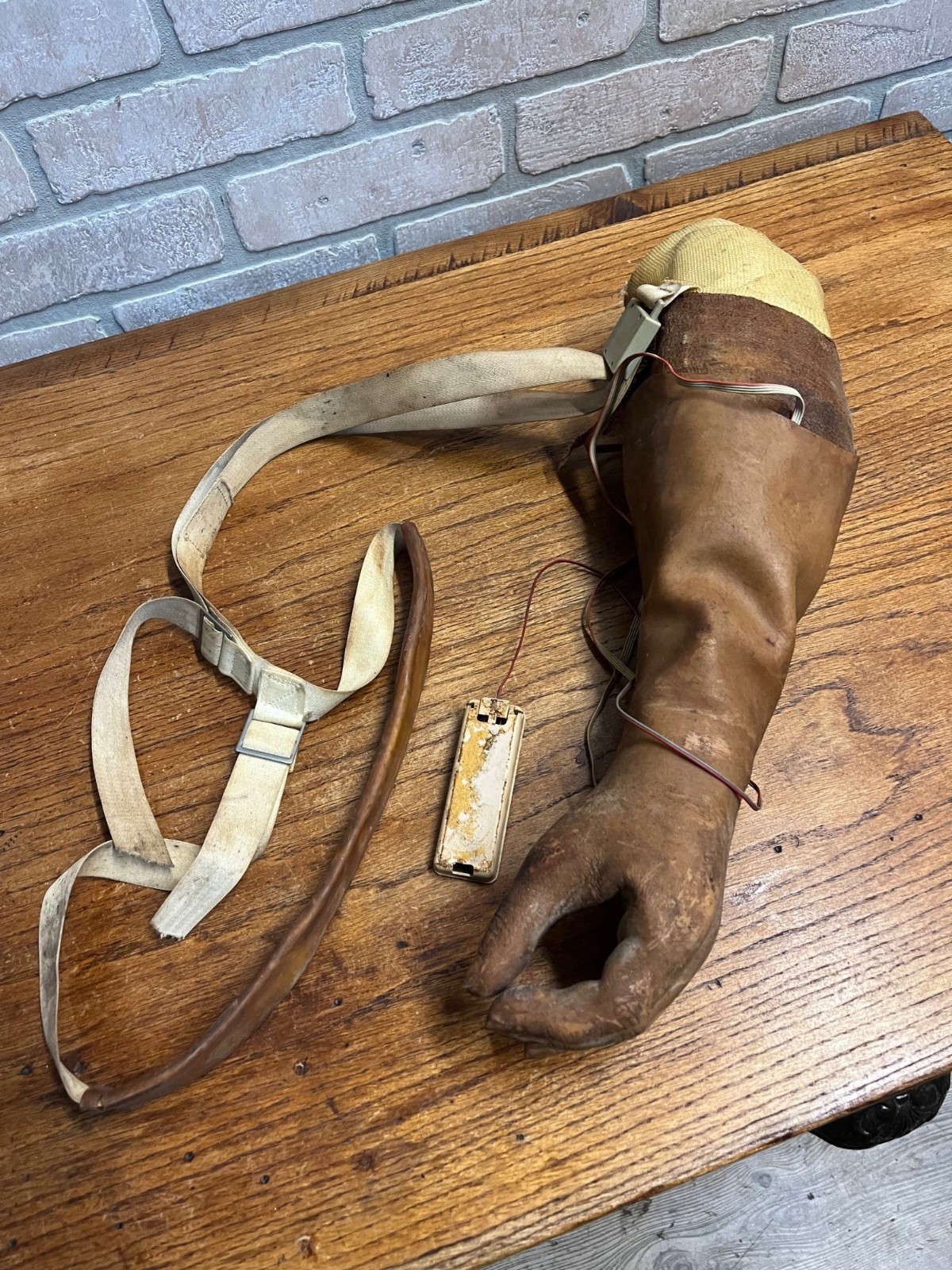 Vintage Prosthetic Arm Left Hand Mechanical Rubber Covered Medical Oddity AS-IS
