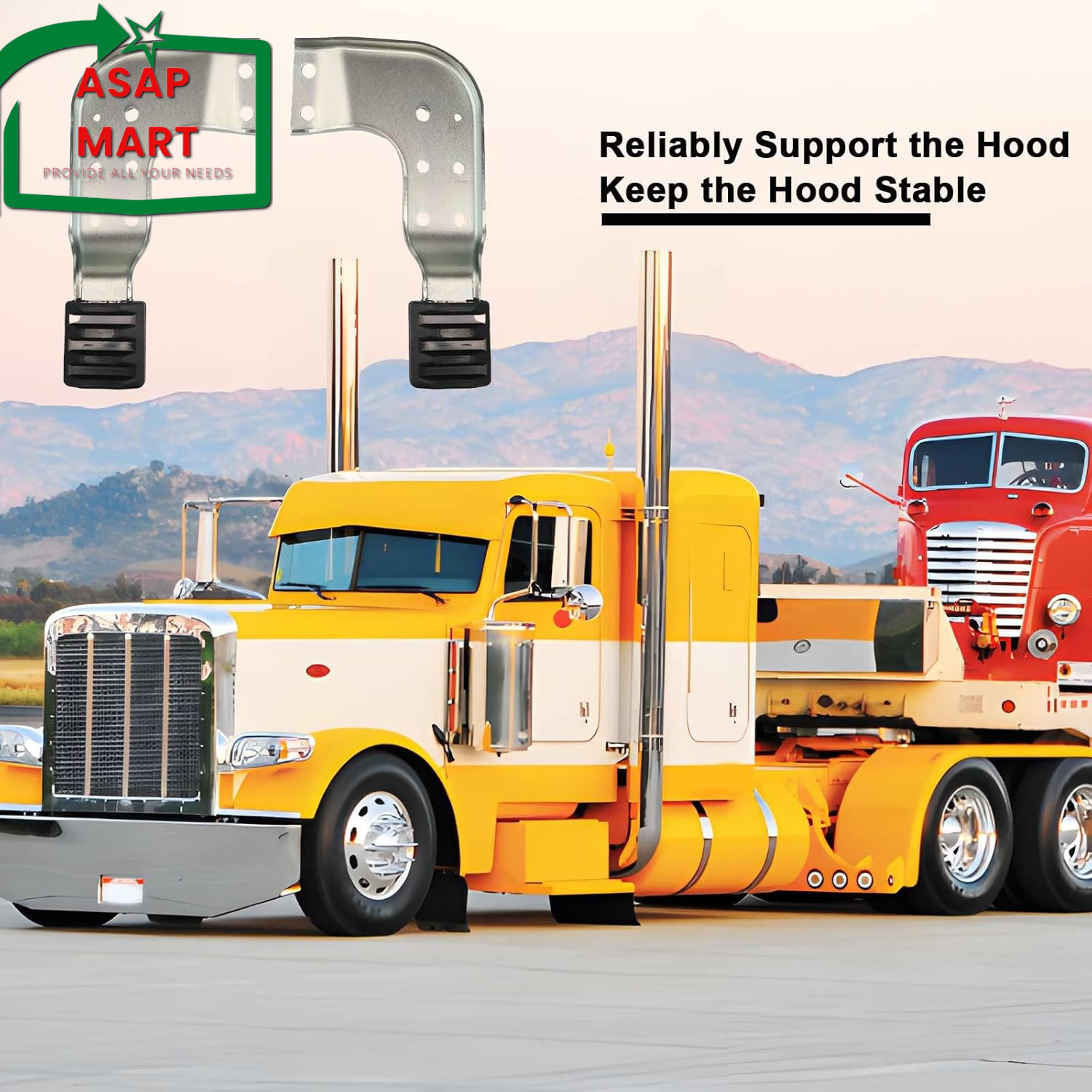 2 Pack Left & Right Hood Bracket Fit for Peterbilt 389 131 Hood Only, Replace MP