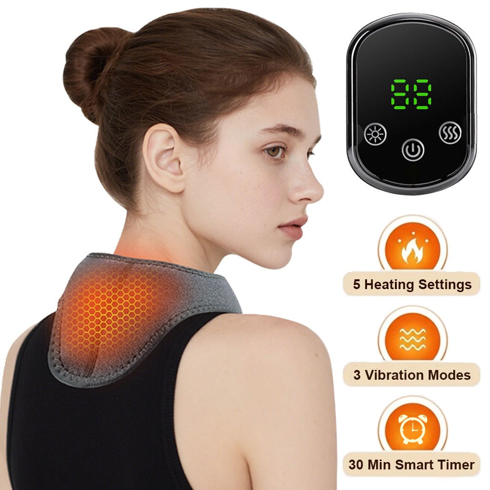 Electric Neck Shoulder Massager 5 Hot Compress & 3 Vibration Modes Pain Relief