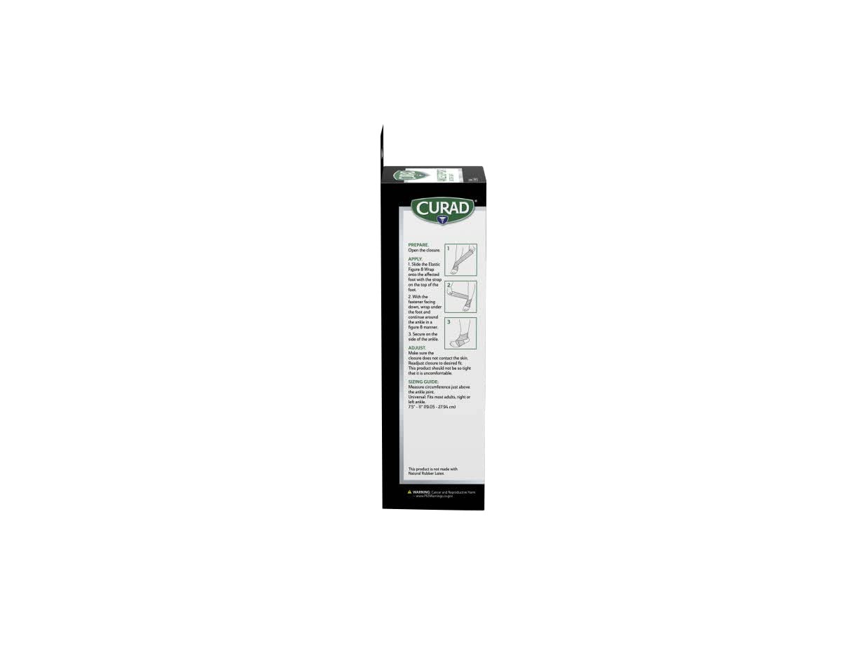 Curad Figure-8 Elastic Ankle Wrap Medium Black Universal Size 7.5″ to 11