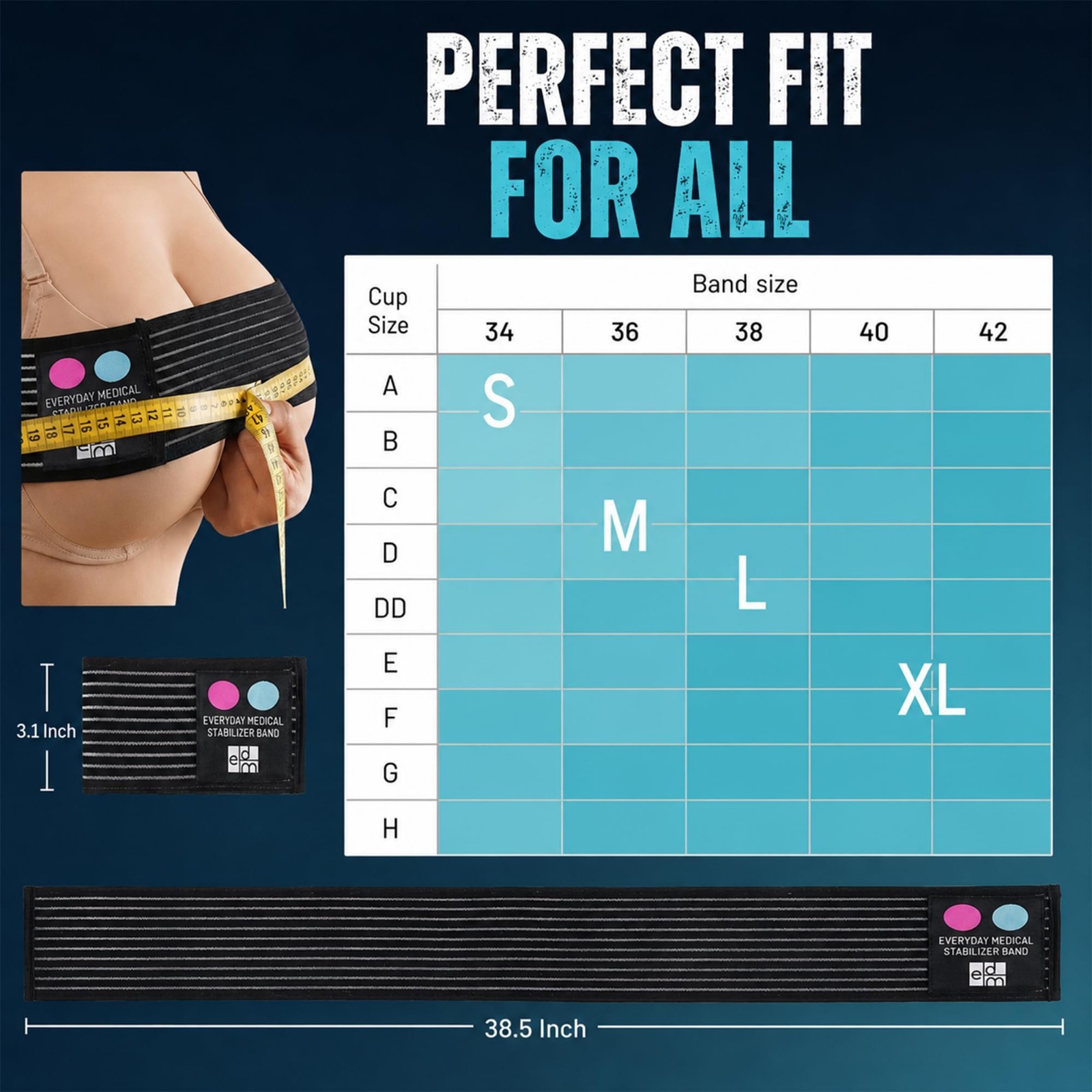 Breast Implant Stabilizer Band for Post-Surgery Support | Chest Strap | One Size