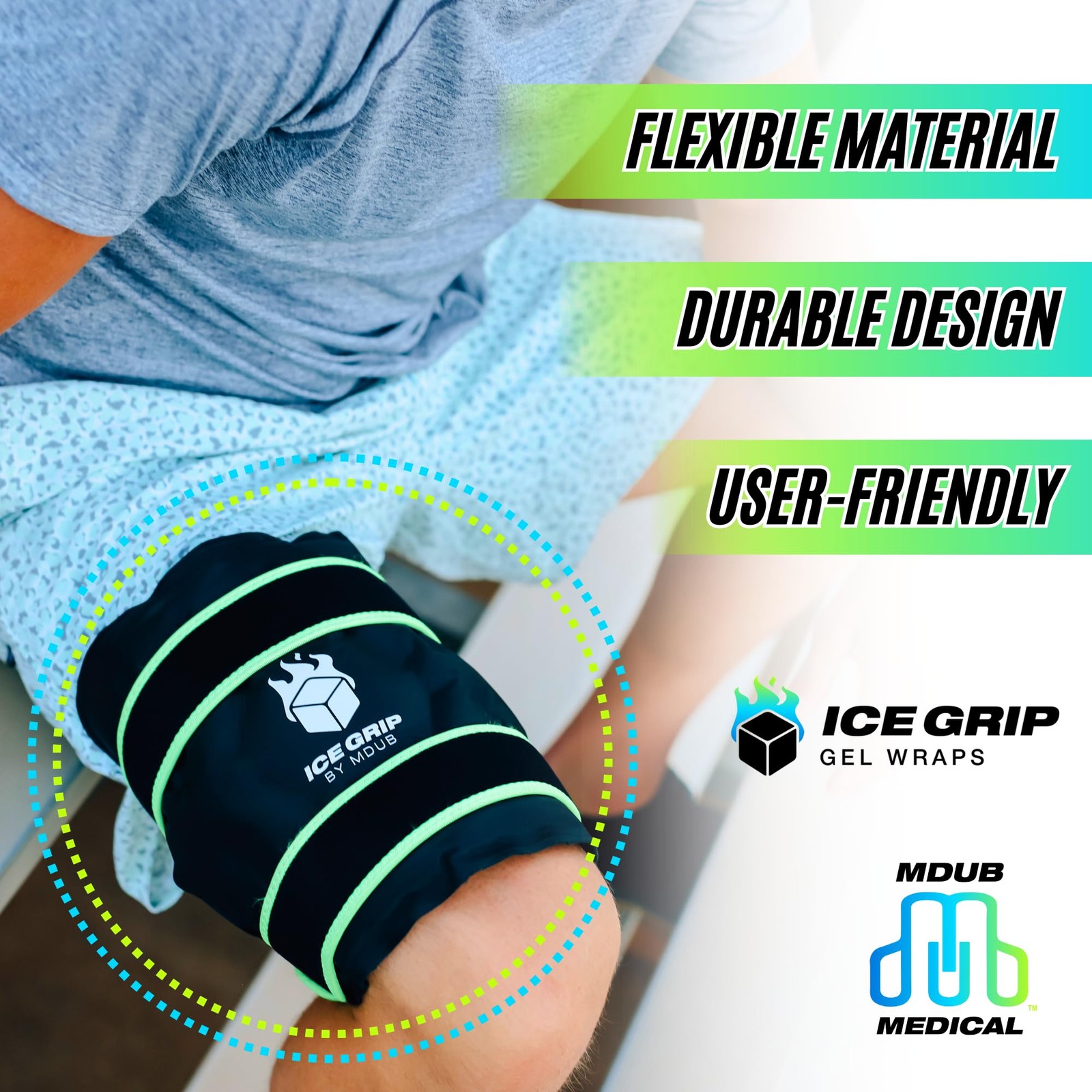 ICE GRIP Knee Hot & Cold Ice Wrap Post Surgery Compression Reusable Gel Pack