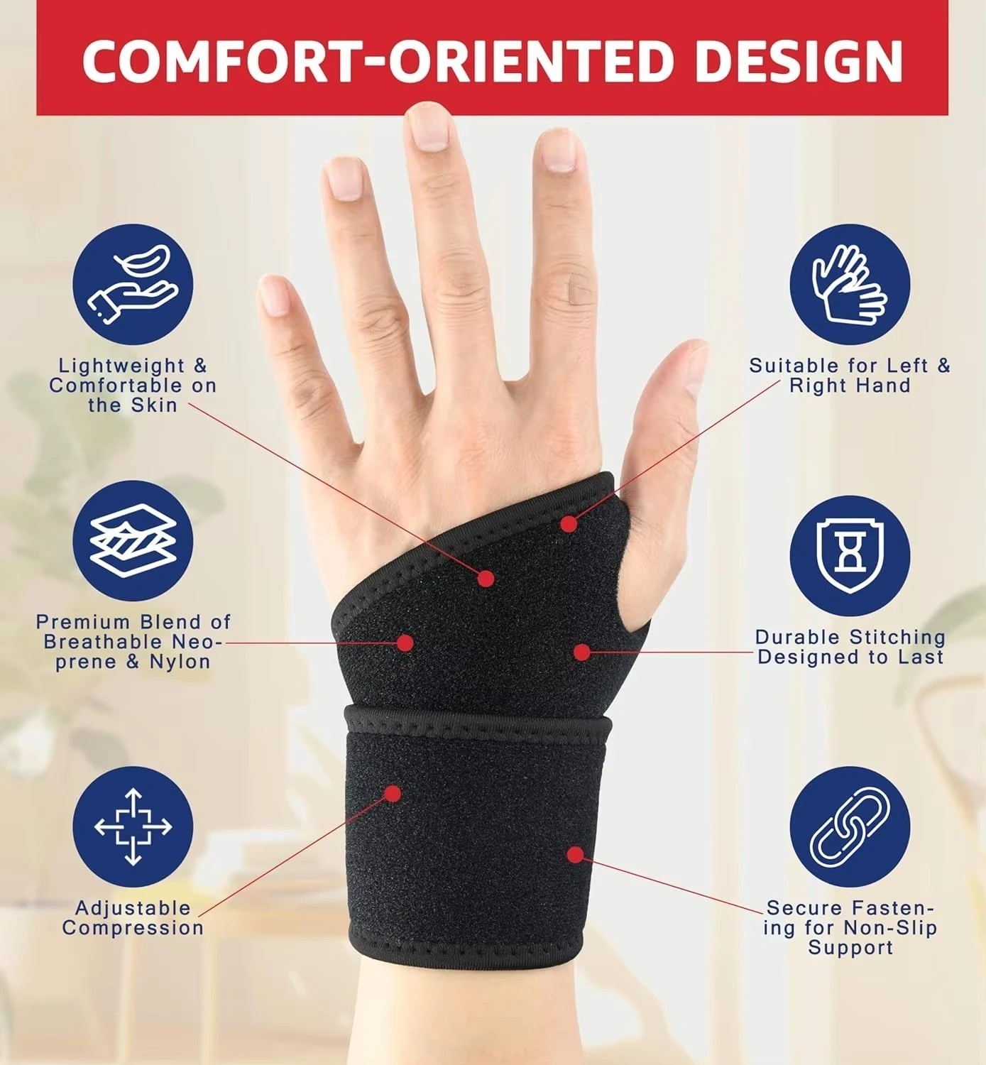 Wrist Brace Sports Band Wrap Adjustable Support Gym Strap Carpal Tunnel Bandage
