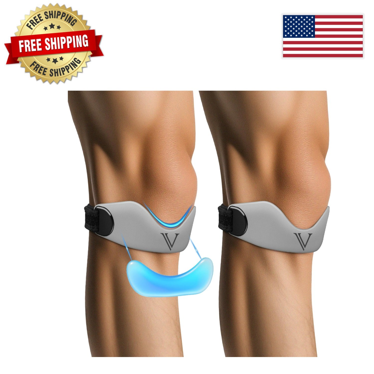 Anti-Slip Patellar Band Strap 2-Pack – Fits 11-18 Inch Knees, Perfect for Sports