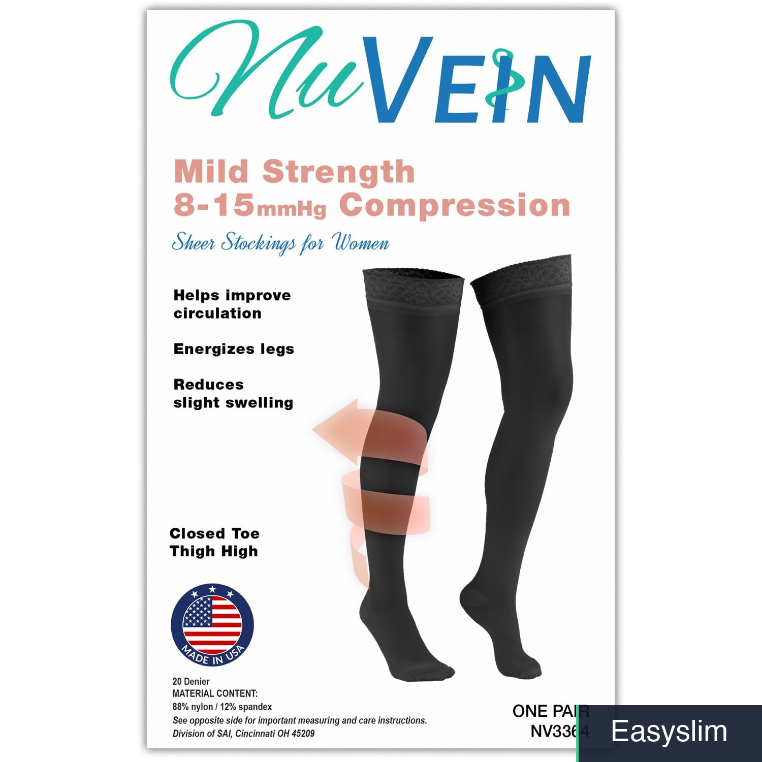 Compression Stockings Women Thigh High 8-15 mmHg Closed Toe Black Small