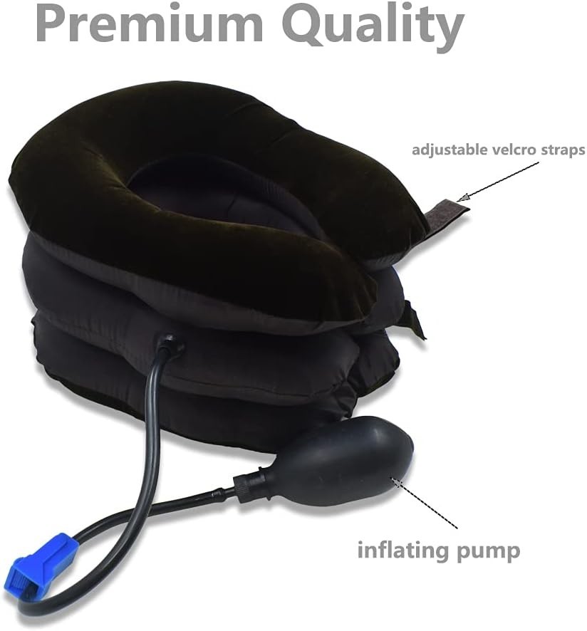 2 PK Estirador de Cuello Ajustable Inflable Alivio de Dolor Uso en Casa Regalo M
