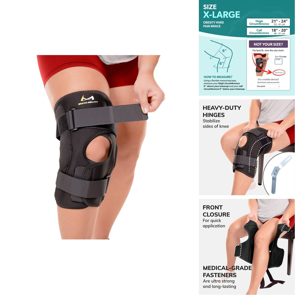 BraceAbility Obesity Hinged Knee Brace X-Large Plus Size Bariatric