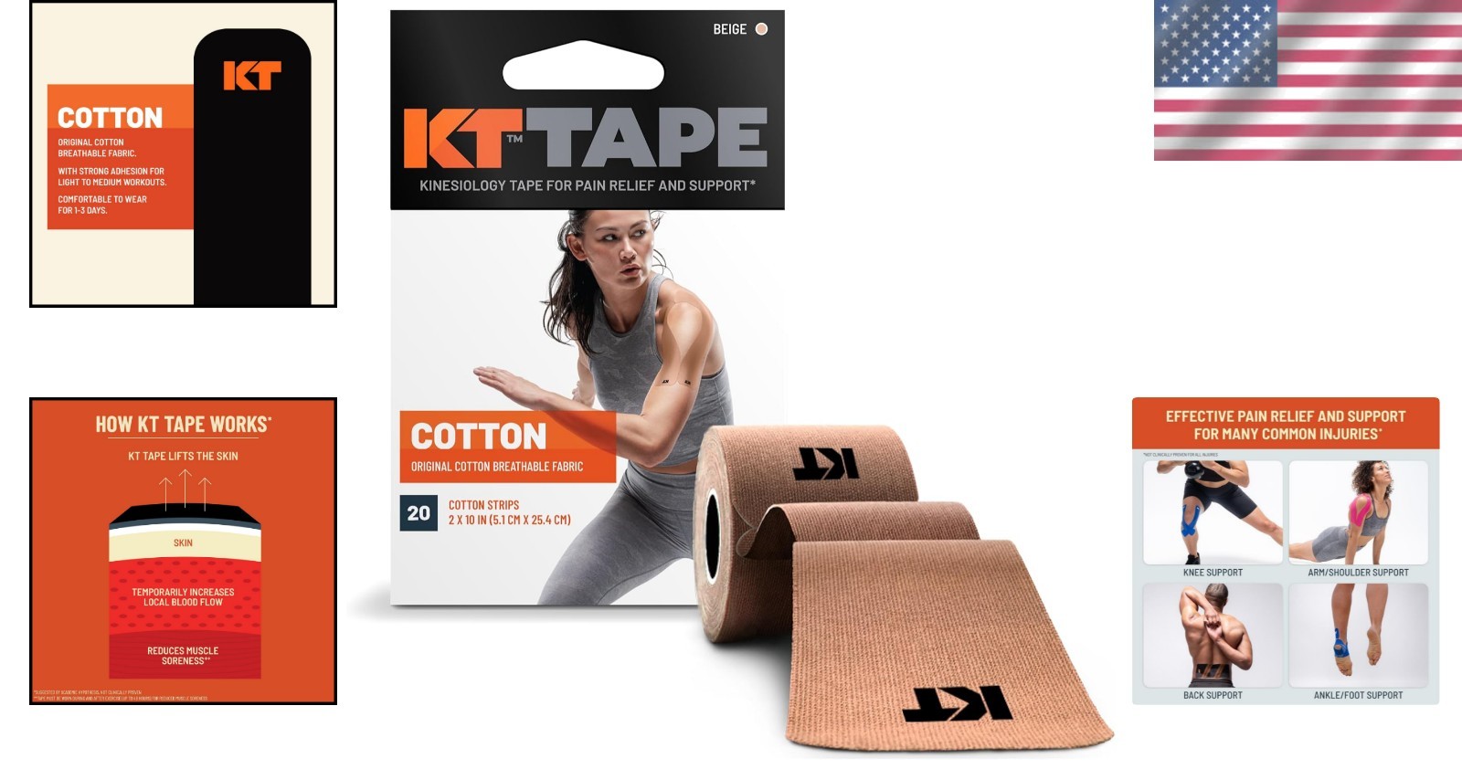 Beige Elastic Athletic Kinesiology Tape – 20 Precut Strips for Enhanced Mobility