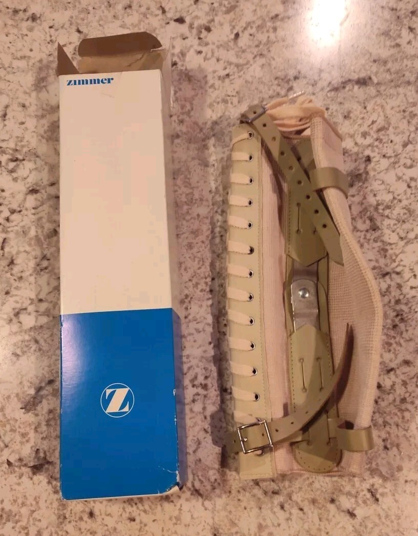 New Zimmer Beige Hinged Knee Brace Adult Extra Large Heavy Duty With Two Straps