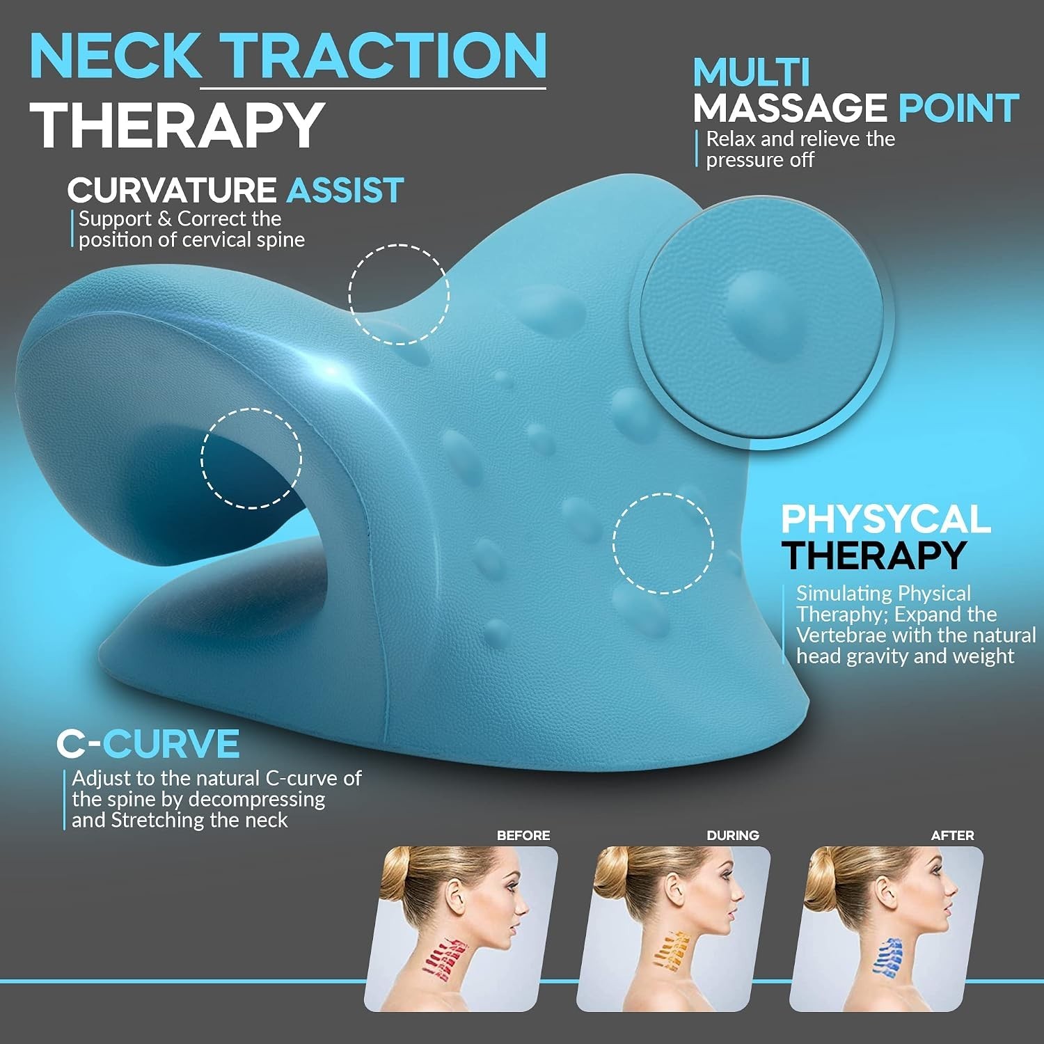 iBWYM Ergonomic Neck Stretcher – Cervical Traction for Pain Relief & Posture