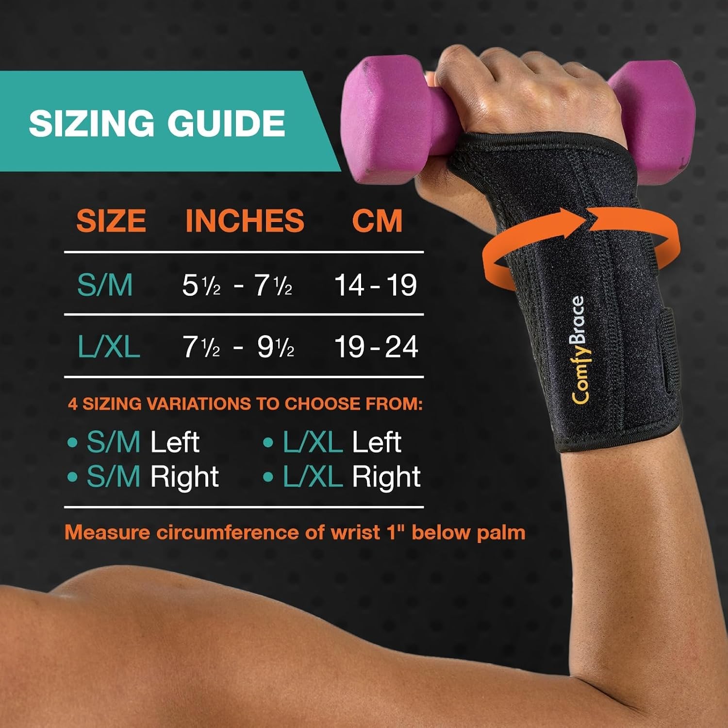 ComfyBrace Copper Infused Wrist Brace/Hand Brace/Wrist Support for Carpal Tunnel