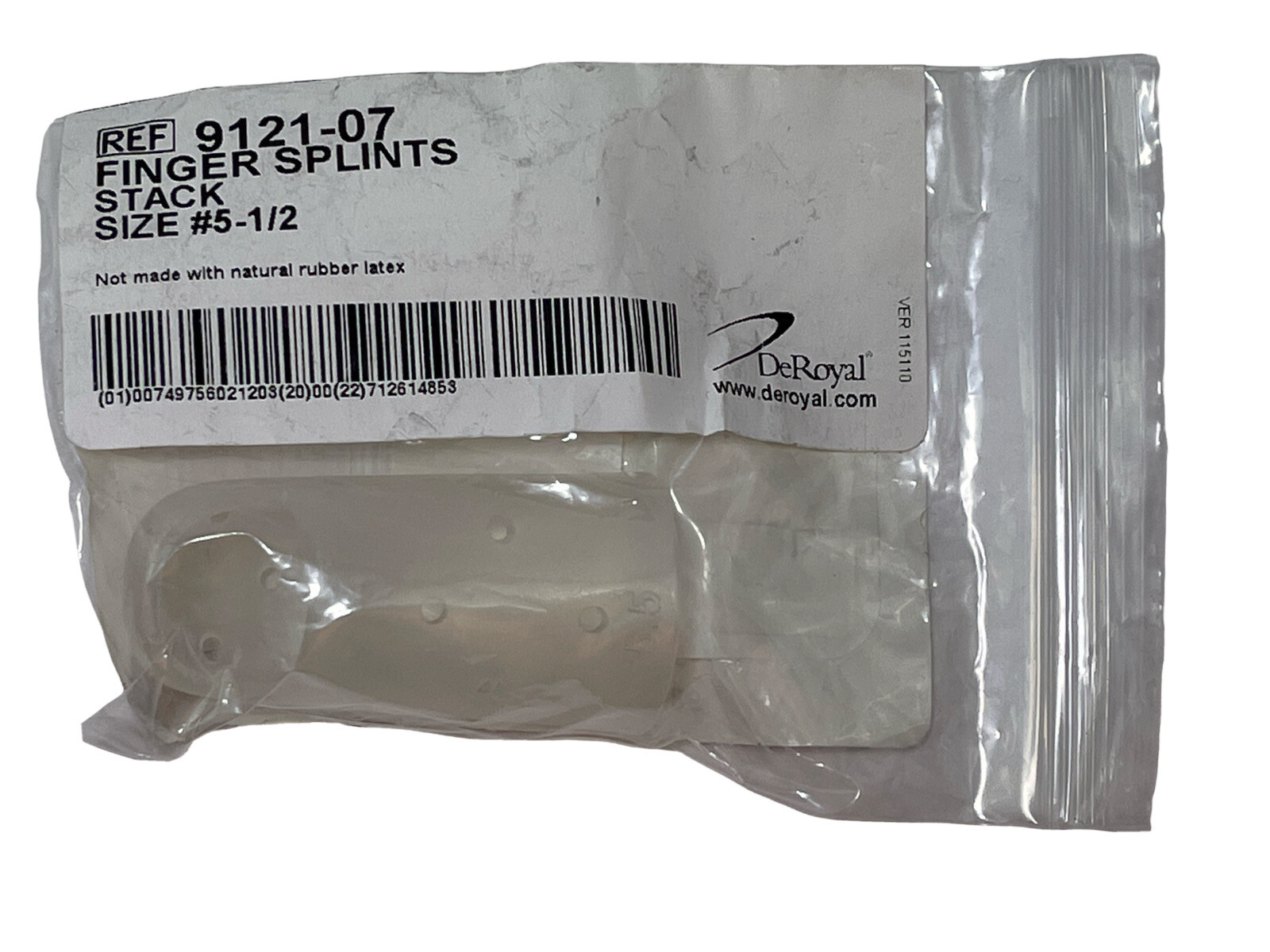 DeRoyal Open Tip Finger Splint Opaque Size 5 1/2 Left Or Right Hand