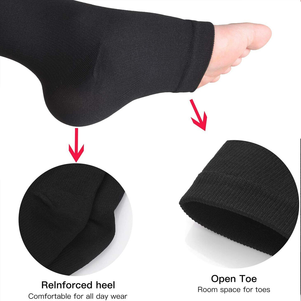 1/3 X Zippered Compression Socks Open Toe 30-40mmHg with Zipper Safe Protection