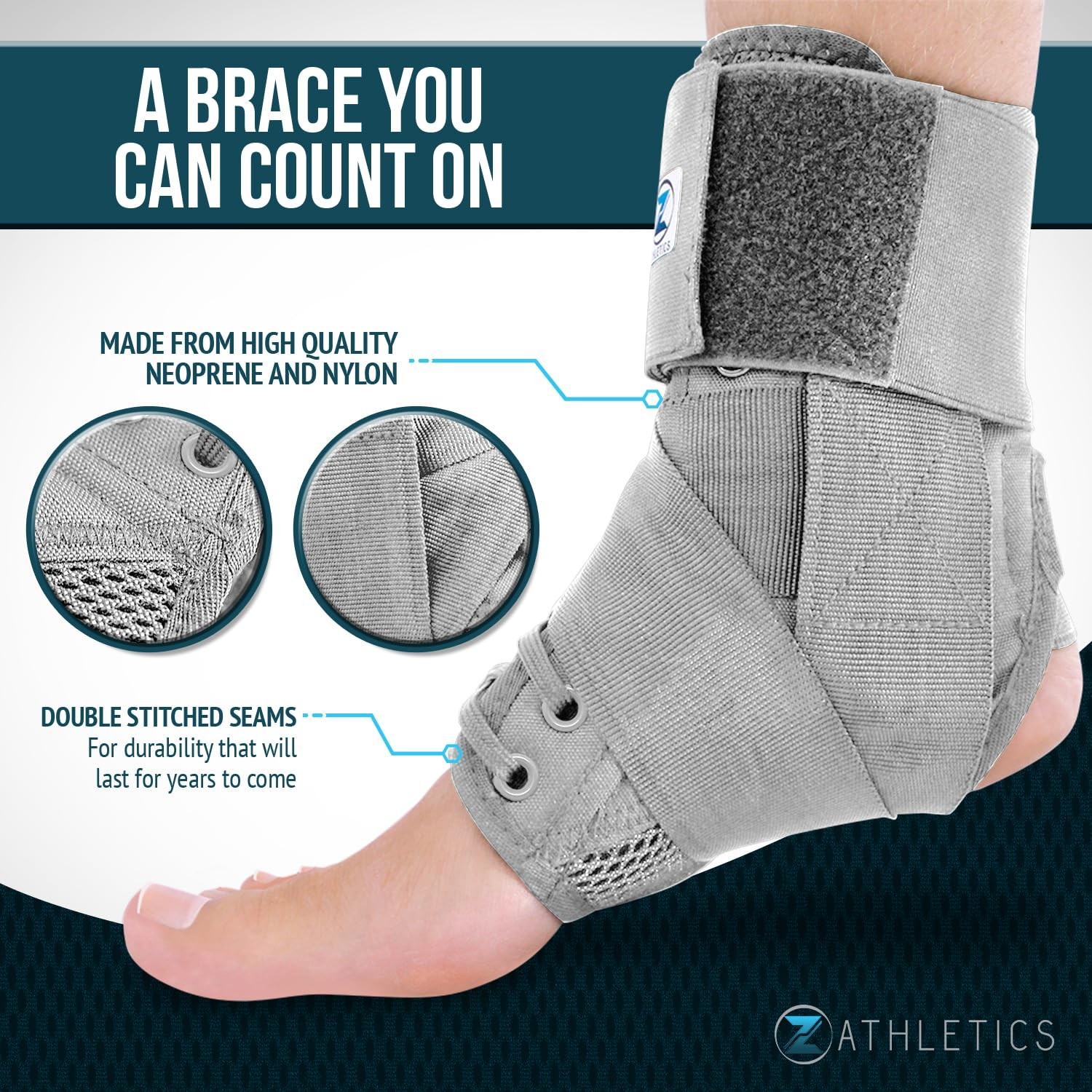 Ankle Brace with Side Stabilizers – Lace Up Adjustable Support for Sports