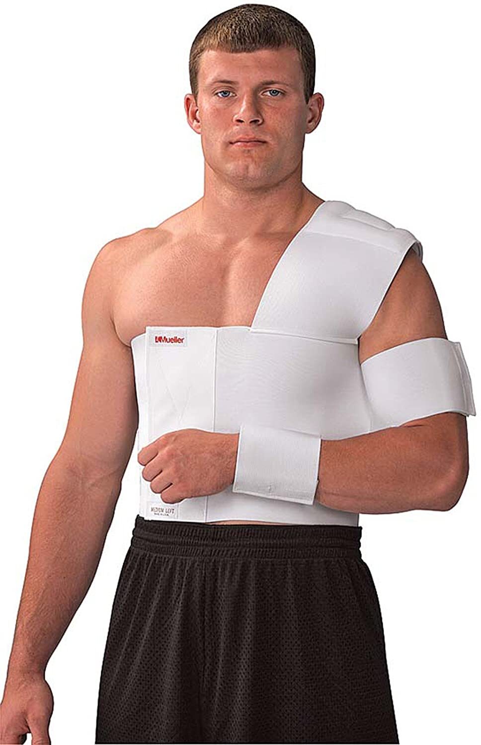 Mueller 310SM Shoulder Brace with Unique Rear Attachment – Left, Small, White