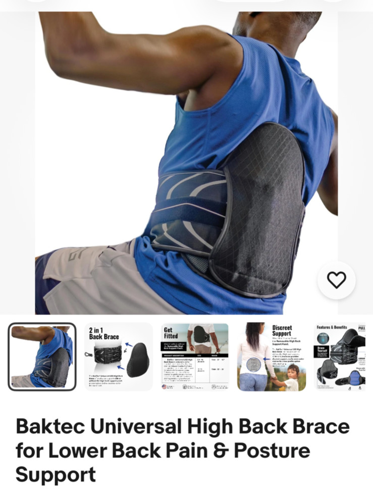 Adjustable Lumbar Support -BakTec Universal LSO High Back Brace for Women & Men