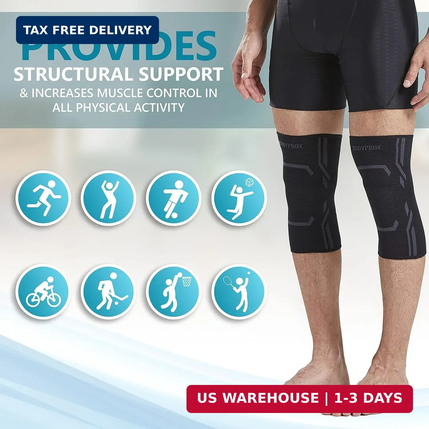 Knee Compression Sleeve for Men and Women (2 Pack), Knee Support Brace