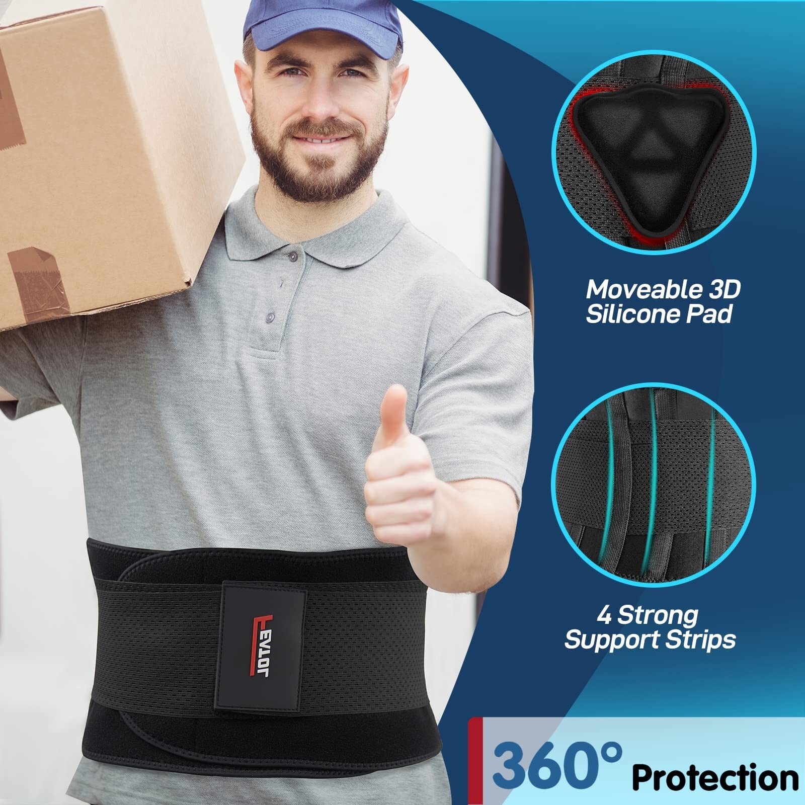 FEATOL Back Brace for Lower Back Pain Relief，Heavy Work Lifting, Sciatica, He…