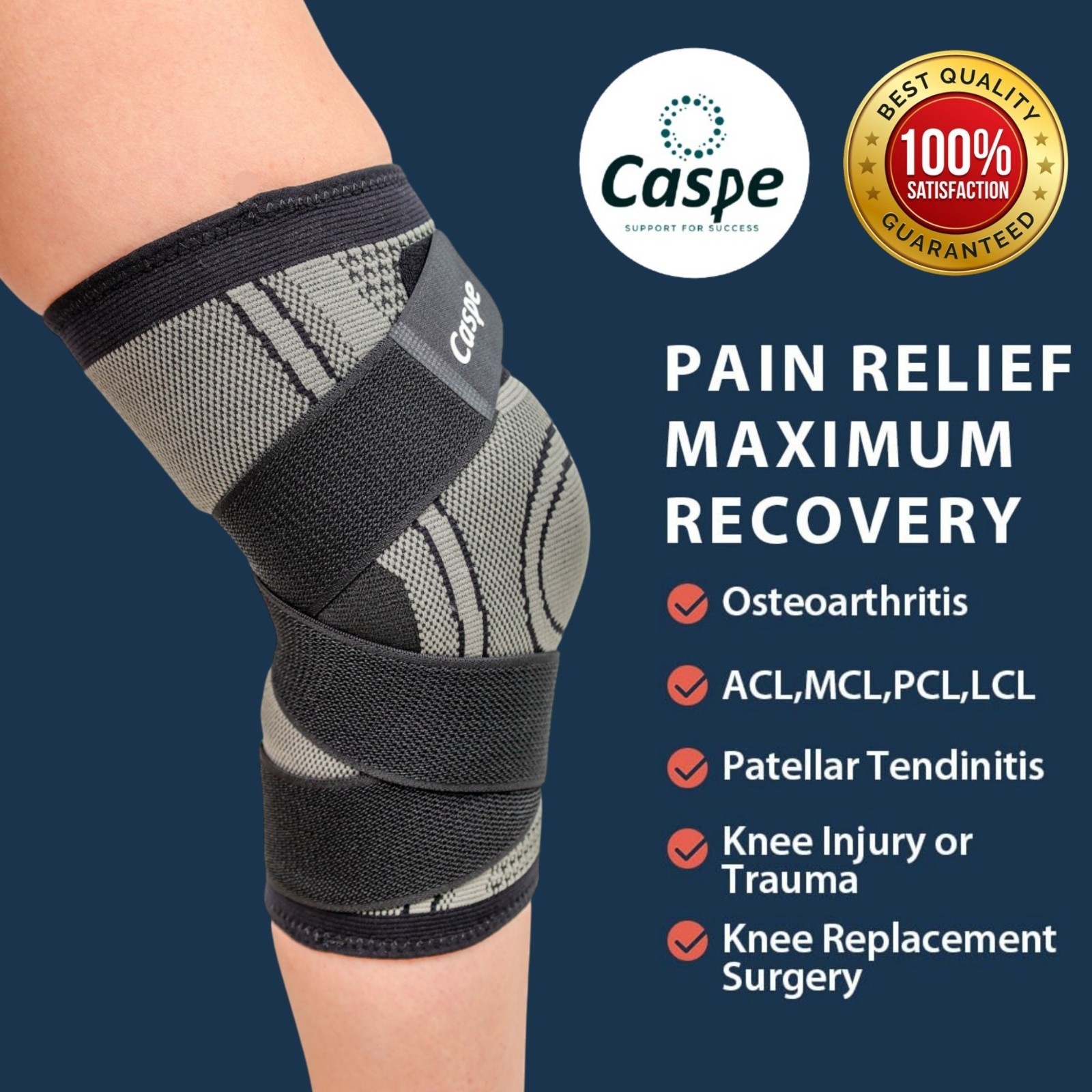 Knee Brace Compression Sleeve Support Joint Pain Arthritis Relief For Sport Gym