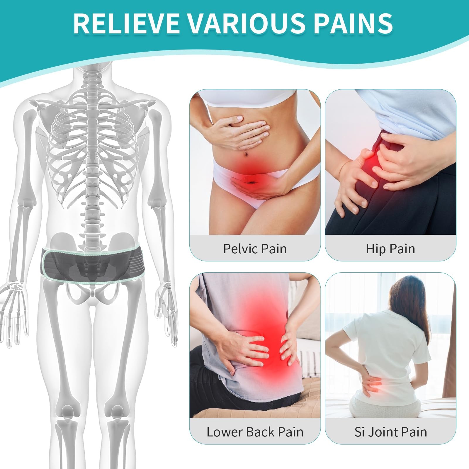 ENLUNTRA Sacroiliac Belt for SI Joints Pain Relief, Sciatic, Pelvic, Green