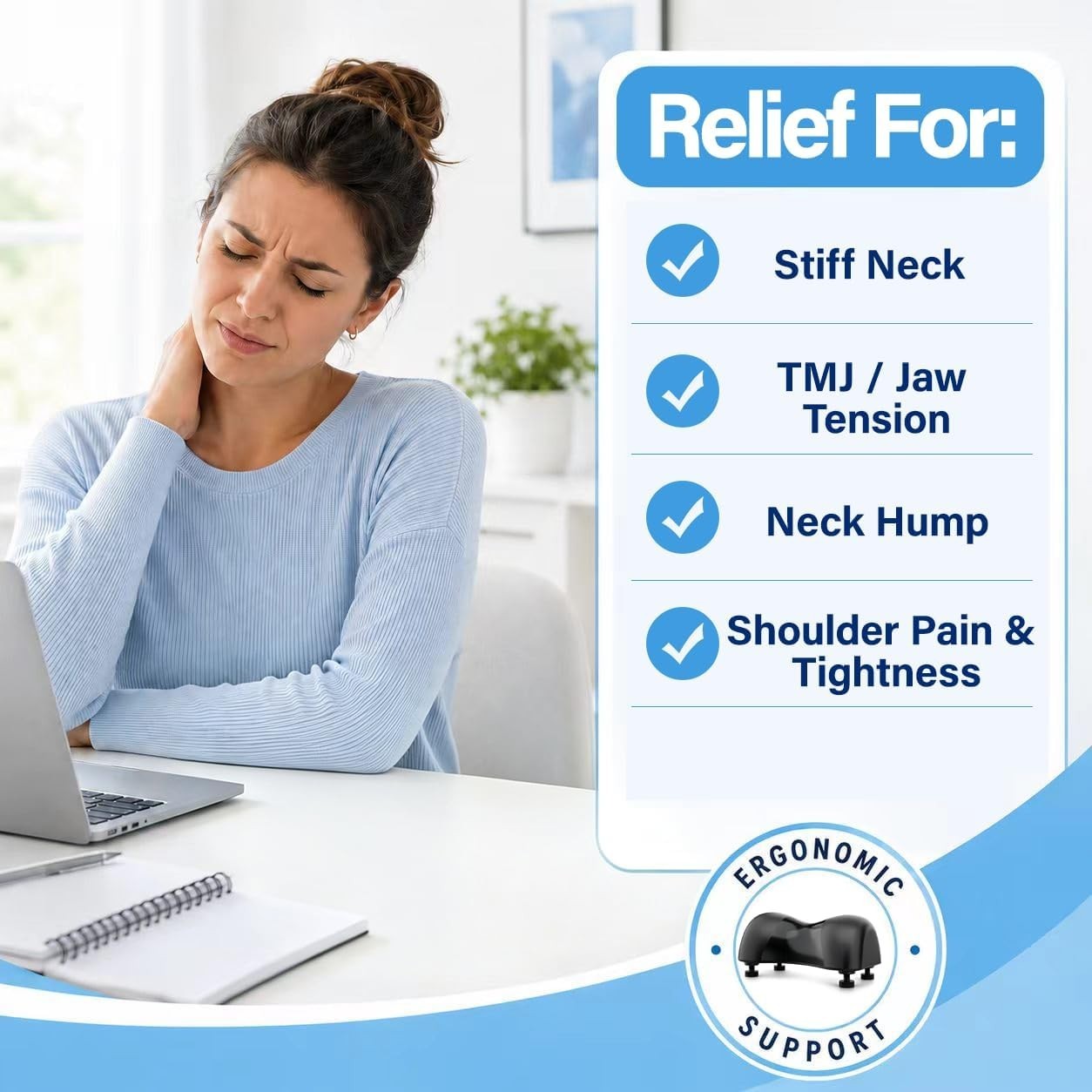 Neck Stretcher for Pain Relief Cervical Traction Device Pillow TMJ & Neck Hump