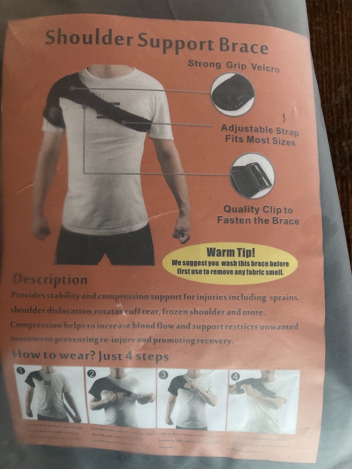Adult Adjustable Shoulder Brace Compression Stability Support Unisex Men Women