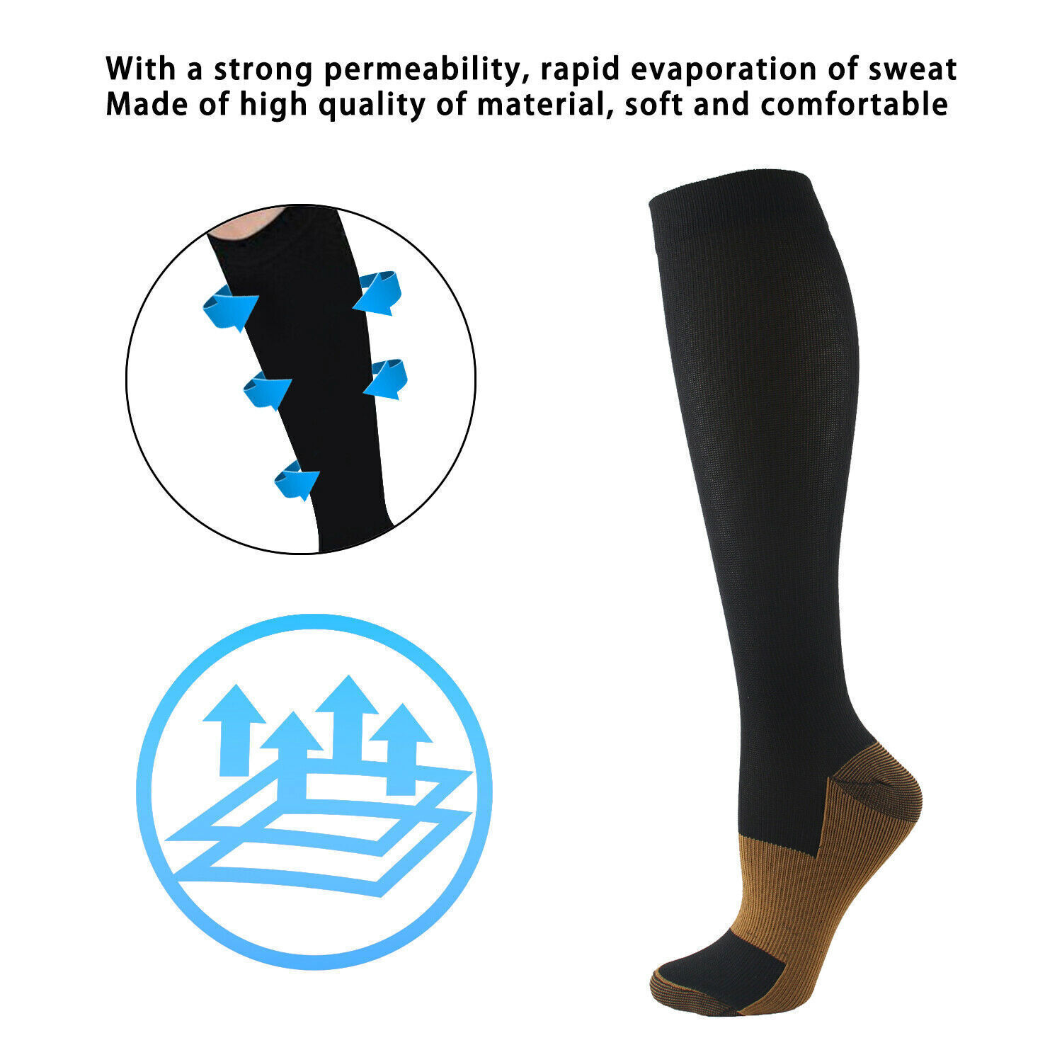 3 Pk Unisex Compression Socks Travel Support Graduated Socks knee-Hi Men’s Socks