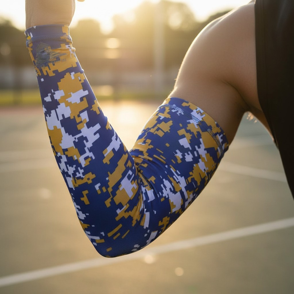 Youth & Adult Compression Arm Sleeve for Sports – Yellow Camo, Fast Recovery