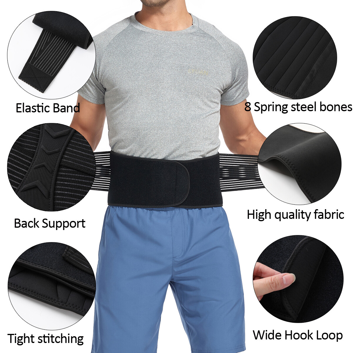 Lower Back Support Brace Lumbar Waist Belt Scoliosis Work Sciatica Pain Relief
