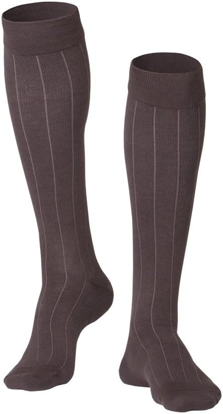 TOUCH Compression Socks for Men, 15-20 mmHg, Ribbed, Cotton, Brown, Large