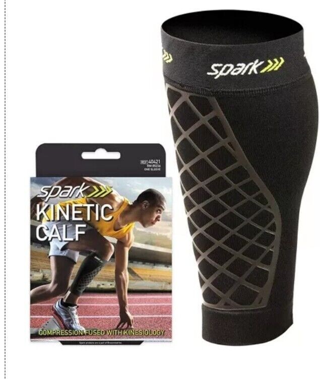 Spark Kinetic Calf Sleeve Compression Support w/ Embedded Kinesiology L,M or S